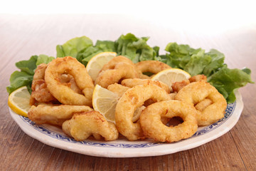 fried calamari and salad