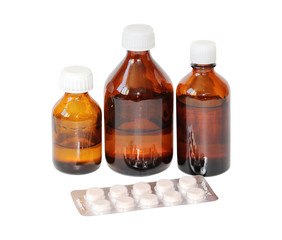 Tablets and bottles.