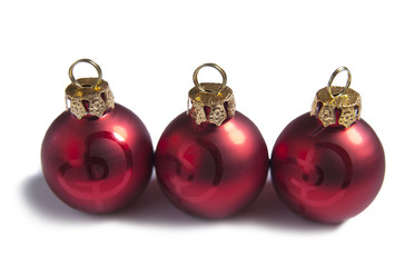 trois boules de No&euml;l rouge