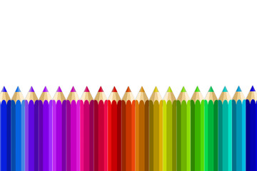 Multi Color pencils set on white background