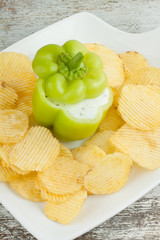 potato chips with yogurt sauce