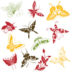 Butterflies ornaments set
