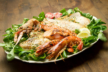 mixed seafood grill