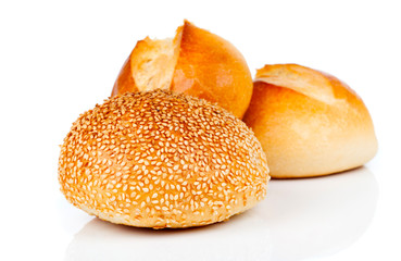 tasty baked with sesame, isolated on a white background