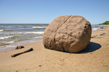 Laucu akmens stone in Latvia Baltic sea resorts
