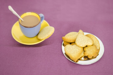 Butter cookies. Biscuits with different forms. Tea time