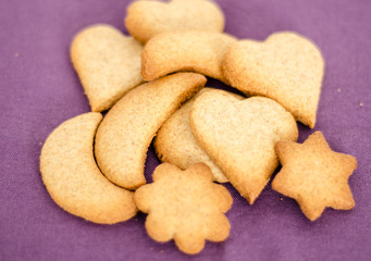 Butter cookies. Biscuits with different forms. Tea time