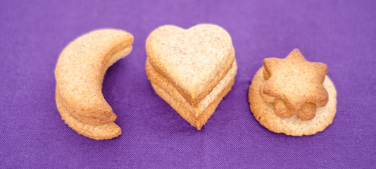 Butter cookies. Biscuits with different forms. Tea time