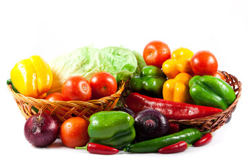 different vegetables isolated on white background