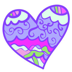 Funny colorful heart with curls.