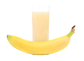 banana and juice isolated on a white background
