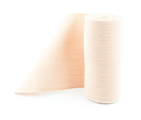 Elastic bandage - medical elastic tensor bandage on white