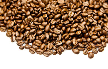 beans of coffee isolated on white background