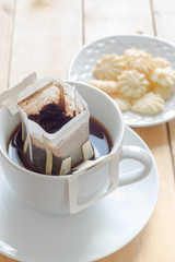 Hot coffee with butter cookies