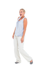 Fototapeta premium Surprised woman gesturing