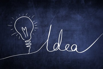 Idea sketch concept with light bulb, sign