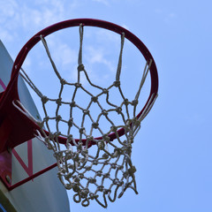 Basketball hoop against the sky