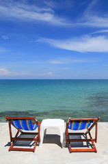 Obraz na płótnie Canvas chairs on the white sand beach of Koh Samet in Rayong province,