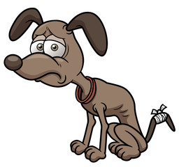 Vector illustration of sick cartoon dog