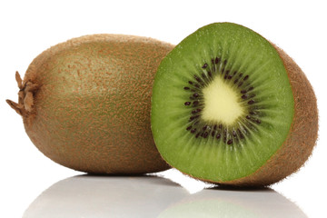 Green kiwi isolated on white background