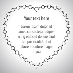 Silver chain in heart form.  frame for text