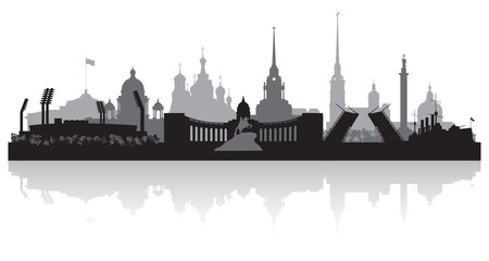 Saint Petersburg city skyline vector silhouette - obrazy, fototapety, plakaty