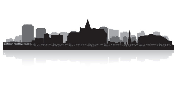Saskatoon Canada city skyline vector silhouette