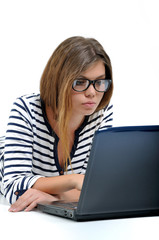 young woman using computer