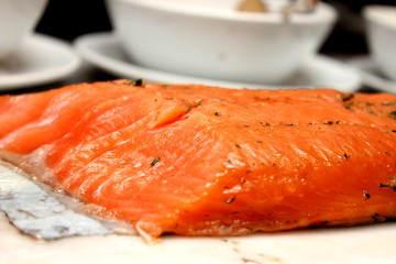 Marinated trout with salt, pepper