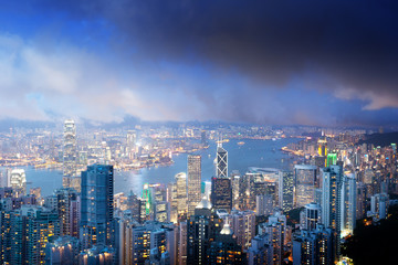 Fototapeta na wymiar Hong Kong wyspa, od szczytu Victoria