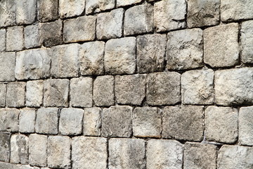 Ancient stone wall in close up