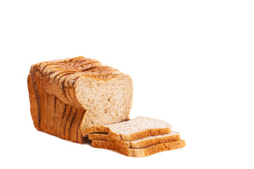Brown sliced loaf isolated on white background