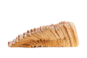 Brown wholemeal sliced loaf isolated on white background