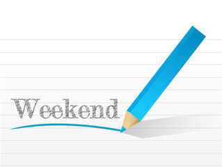 weekend written on a notepad paper.