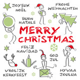 &quot;merry christmas, Rentier mit Schal&quot; Stockfotos und lizenzfreie