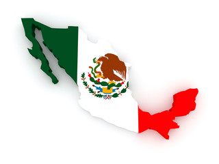 Three-dimensional map of Mexico.