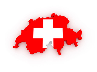 Three-dimensional map of Switzerland.