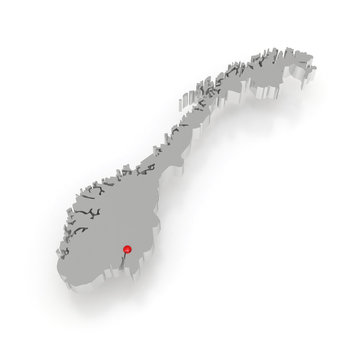 Three-dimensional map of Norway.