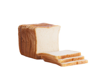 Sliced white bread loaf isolated on white background