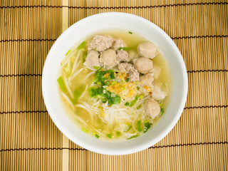 pork meatballs and noodle soup