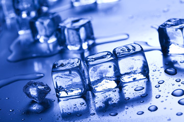 Blue and shiny ice cubes 