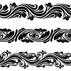 Fototapeta premium Set of vintage horizontal seamless vignettes. Vector.