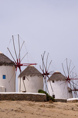 Windmills on the Island of Mykonos in Greece