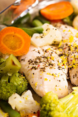 Lemon chicken with vegetables cooked in foil