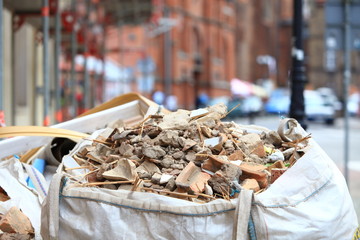 Full construction waste debris bags