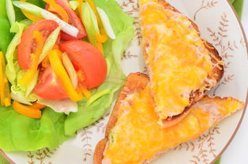 Tuna melt with salad