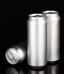 Aluminum cans isolated on black