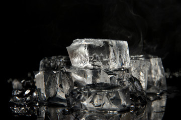 Ice cubes isolated on black