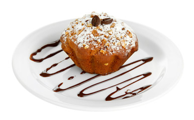 Tasty muffin cake with powdered sugar
