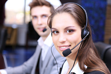 Call center operators at work.